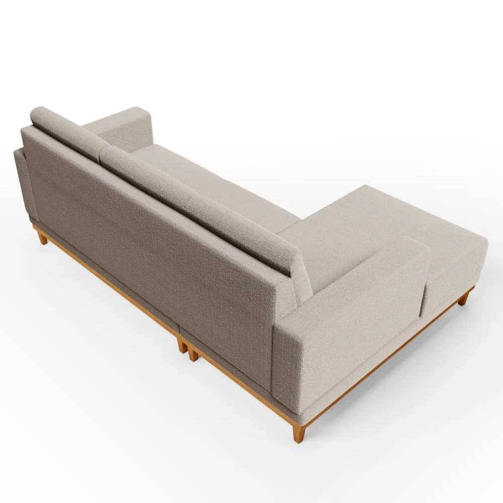 Sofá Living 200cm 3 Lugares Com Chaise Esquerdo Kayrós D05 Boucle Bege - Mpozenato