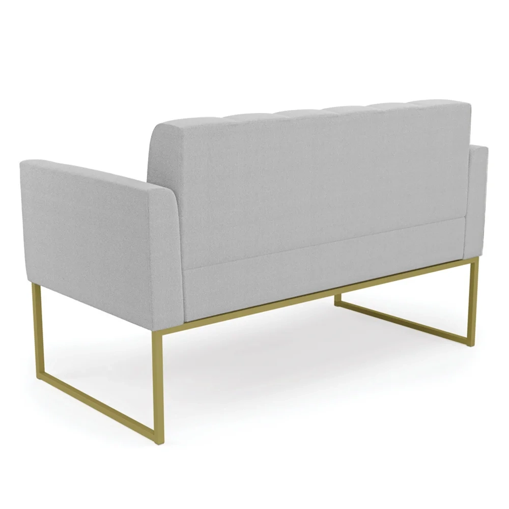Sofá Namoradeira Base Industrial Dourado Ana Boucle Cinza - Ibiza