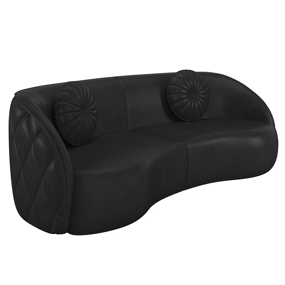 Sofá Decorativo 4 Lugares 318cm com Almofadas e Poltrona Zion Z32 Sintético Preto - Mpozenato