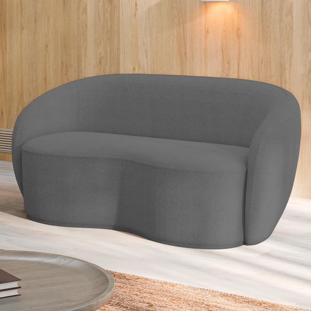 Sofá 2 Lugares Living Orgânico Sala de Estar 160cm Garbin Z08 Boucle Cinza - Mpozenato