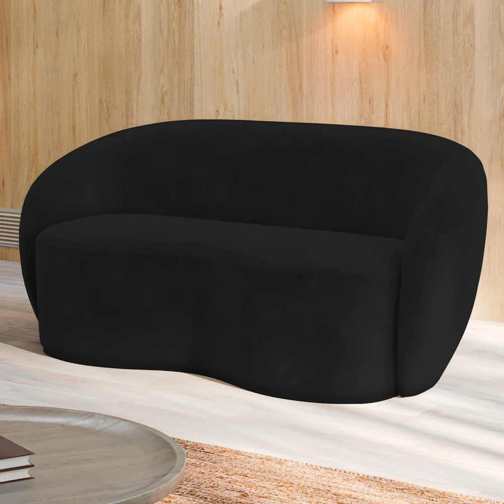 Sofá 2 Lugares Living Orgânico Sala de Estar 160cm Garbin Z08 Veludo Preto - Mpozenato