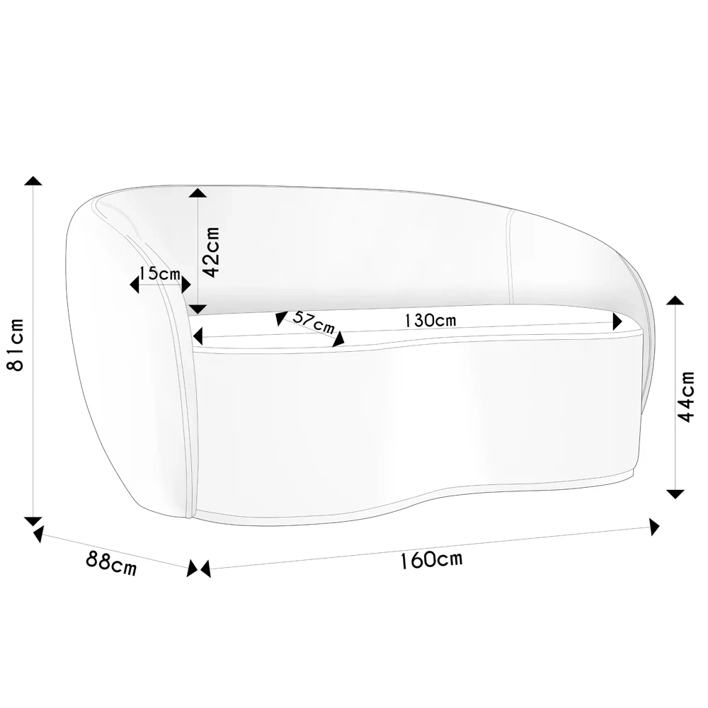 Sofá 2 Lugares Living Orgânico Sala de Estar 160cm Garbin Z08 Veludo Preto - Mpozenato