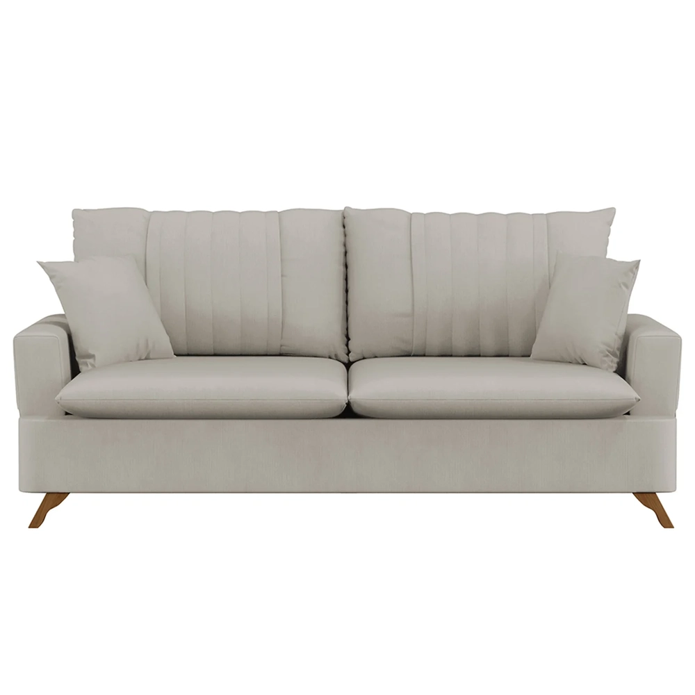Sofá 160cm 2 Lugares com Almofadas Pés Curvos Veras Suede D05 Bege Claro - Mpozenato