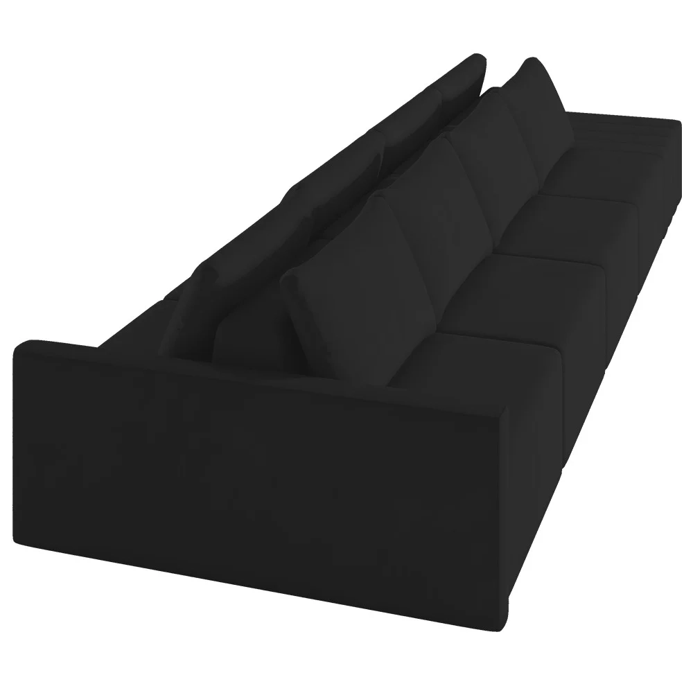 Sofá Ilha Modular com Puff para Sala Living 432cm Georgia Z08 Veludo Preto - Mpozenato