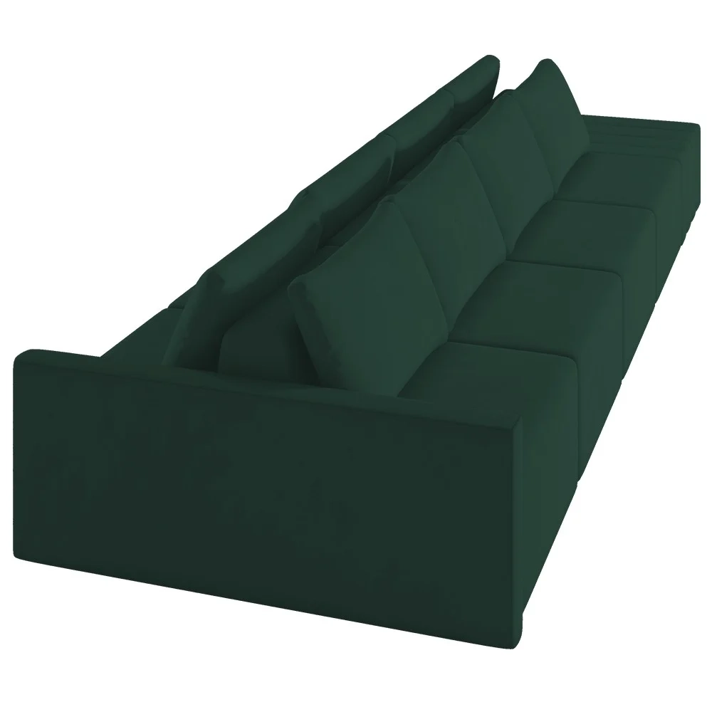 Sofá Ilha Modular com Puff para Sala Living 432cm Georgia Z08 Veludo Verde - Mpozenato