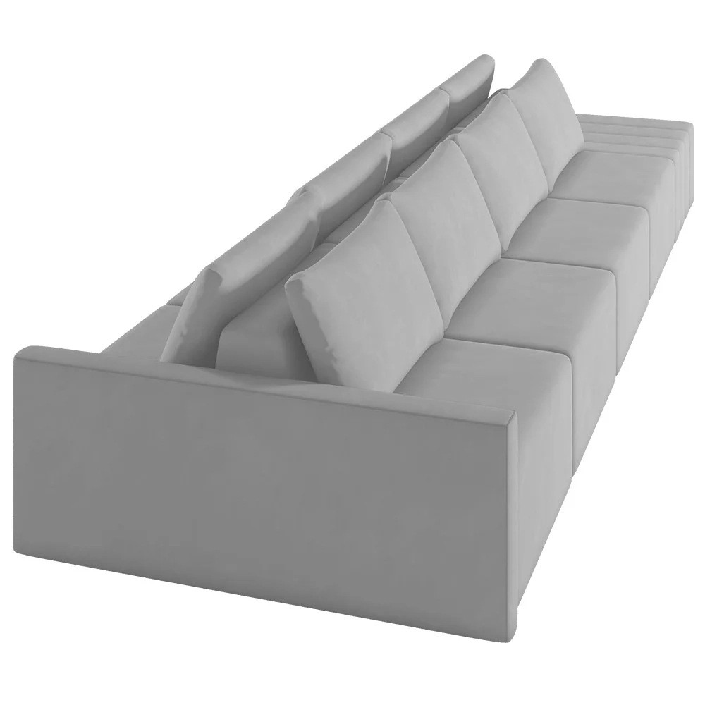 Sofá Ilha Modular com Puff para Sala Living 432cm Georgia Z08 Veludo Cinza - Mpozenato