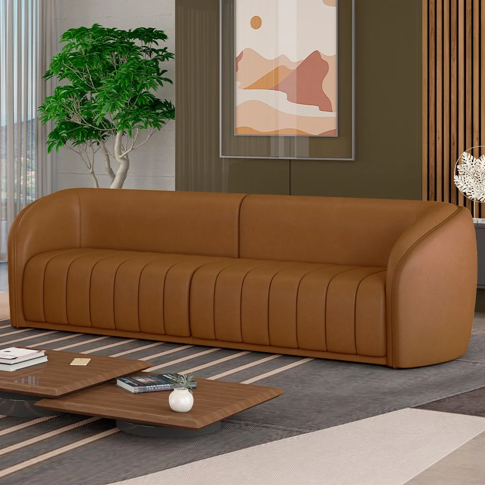 Sofá Living Decorativo 4 Lugares 332cm Meris Z32 Sintético Caramelo - Mpozenato