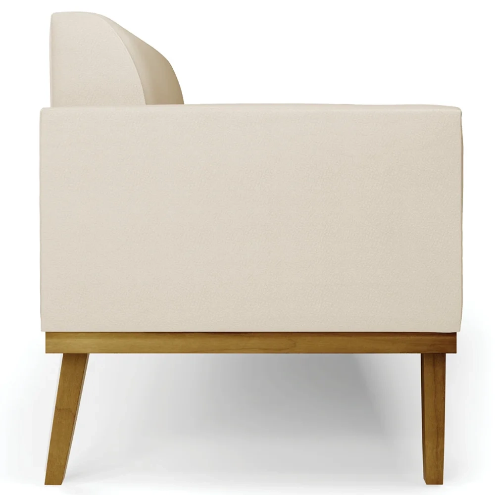 Sofá Namoradeira Base Madeira Castanho Maressa Sintético Bege - Ibiza