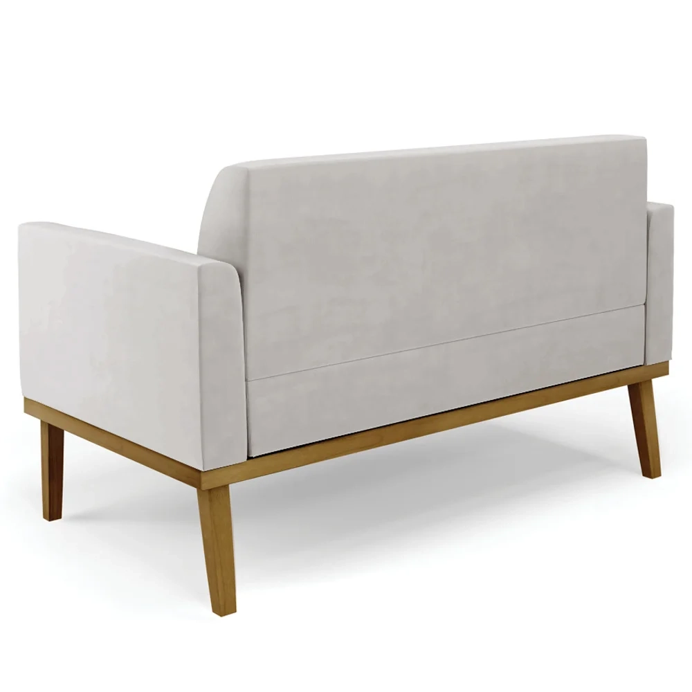 Sofá Namoradeira Base Madeira Castanho Maressa Veludo Cinza - Ibiza