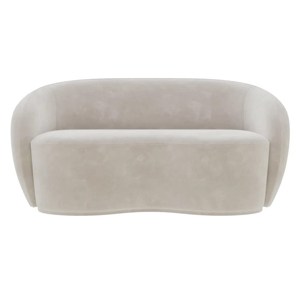 Sofá 3 Lugares Living Orgânico Sala de Estar 180cm Garbin Z08 Veludo Bege - Mpozenato