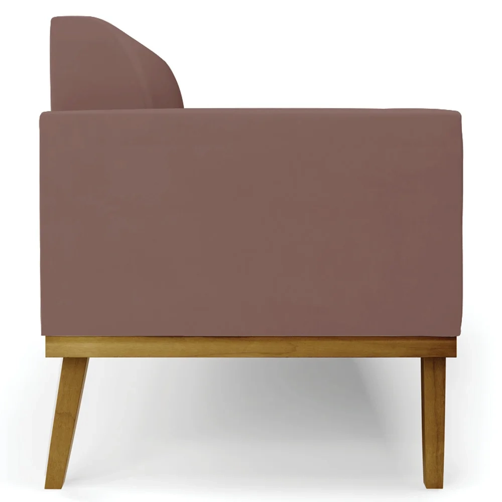Sofá Namoradeira Base Madeira Castanho Maressa Veludo Rose - Ibiza