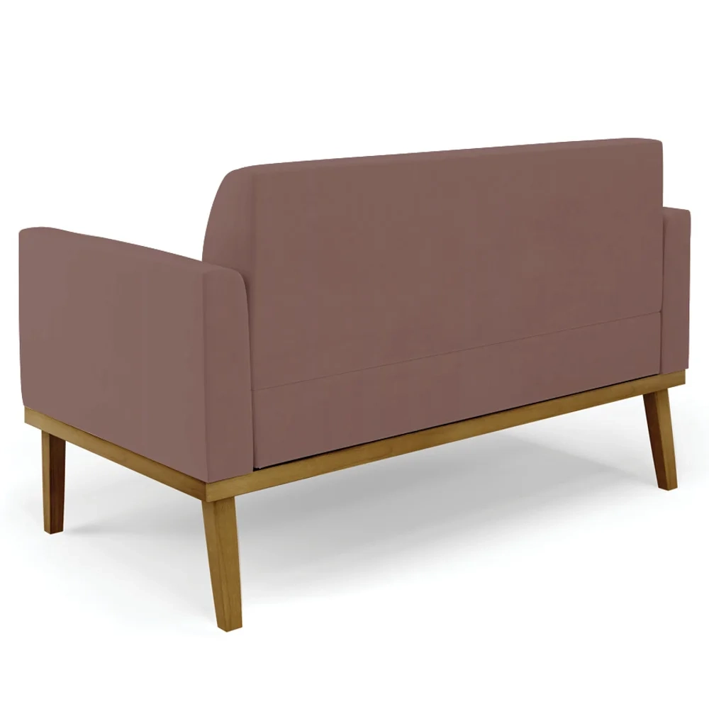 Sofá Namoradeira Base Madeira Castanho Maressa Veludo Rose - Ibiza