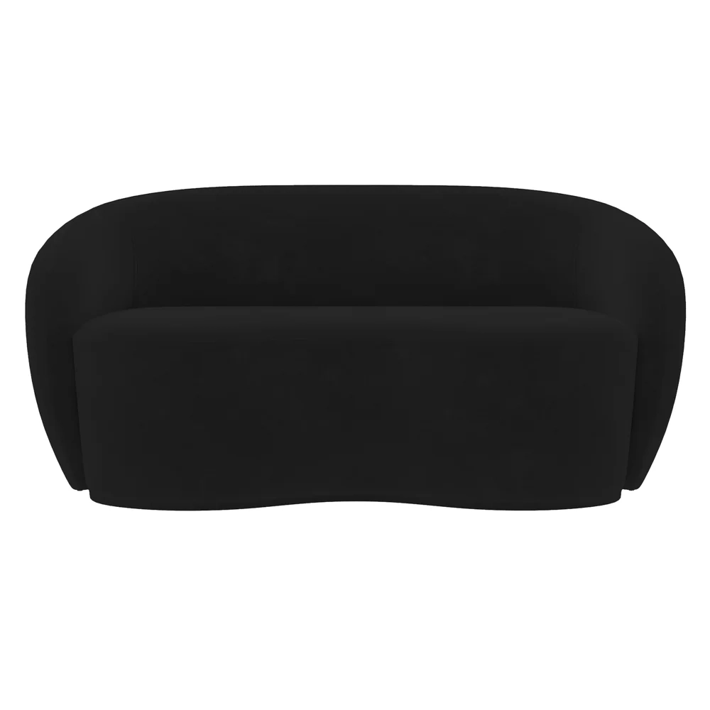 Sofá 3 Lugares Living Orgânico Sala de Estar 180cm Garbin Z08 Veludo Preto - Mpozenato