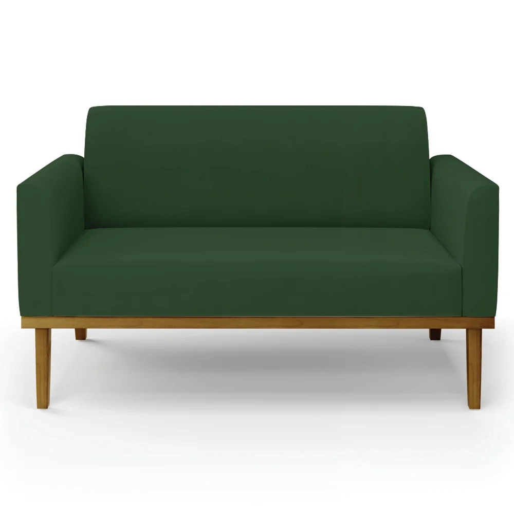 Sofá Namoradeira Base Madeira Castanho Maressa Veludo Verde - Ibiza