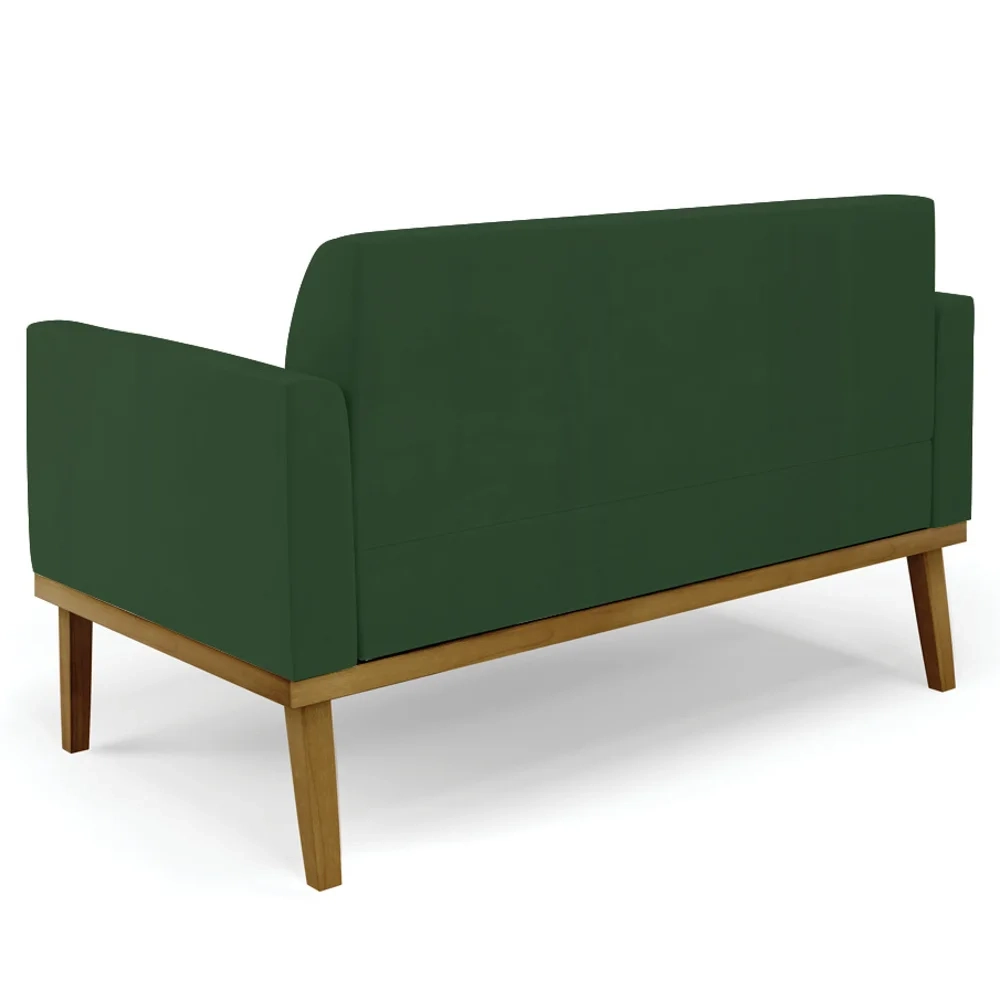 Sofá Namoradeira Base Madeira Castanho Maressa Veludo Verde - Ibiza