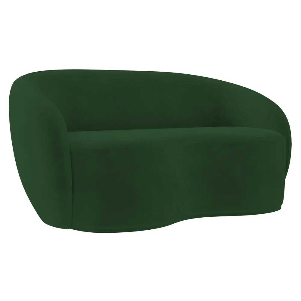 Sofá 3 Lugares Living Orgânico Sala de Estar 180cm Garbin Z08 Veludo Verde - Mpozenato