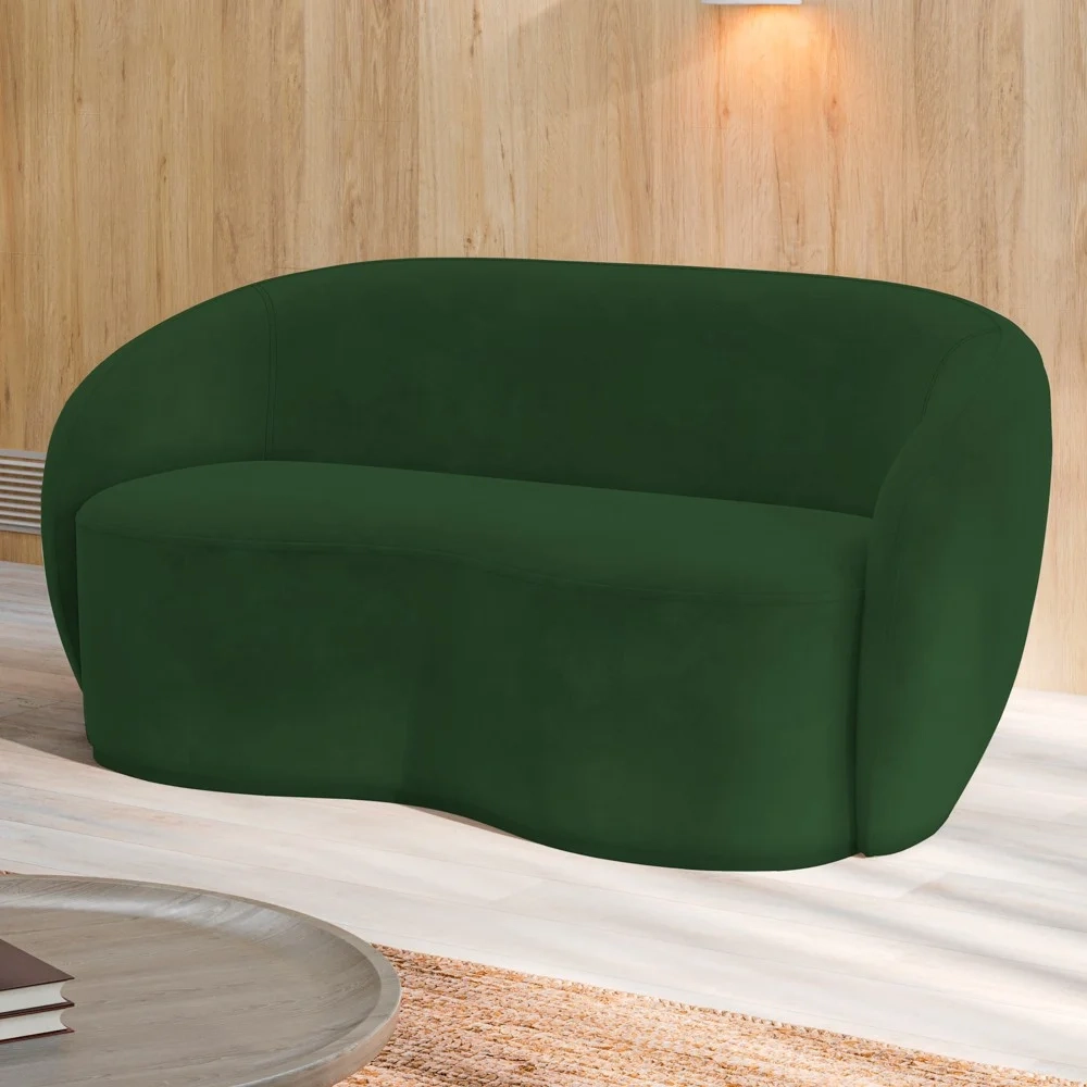 Sofá 3 Lugares Living Orgânico Sala de Estar 180cm Garbin Z08 Veludo Verde - Mpozenato