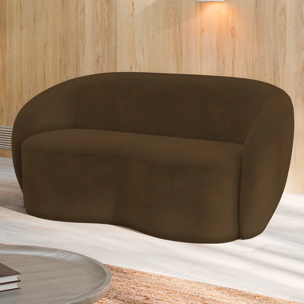 Sofá 3 Lugares Living Orgânico Sala de Estar 180cm Garbin Z08 Veludo Marrom - Mpozenato