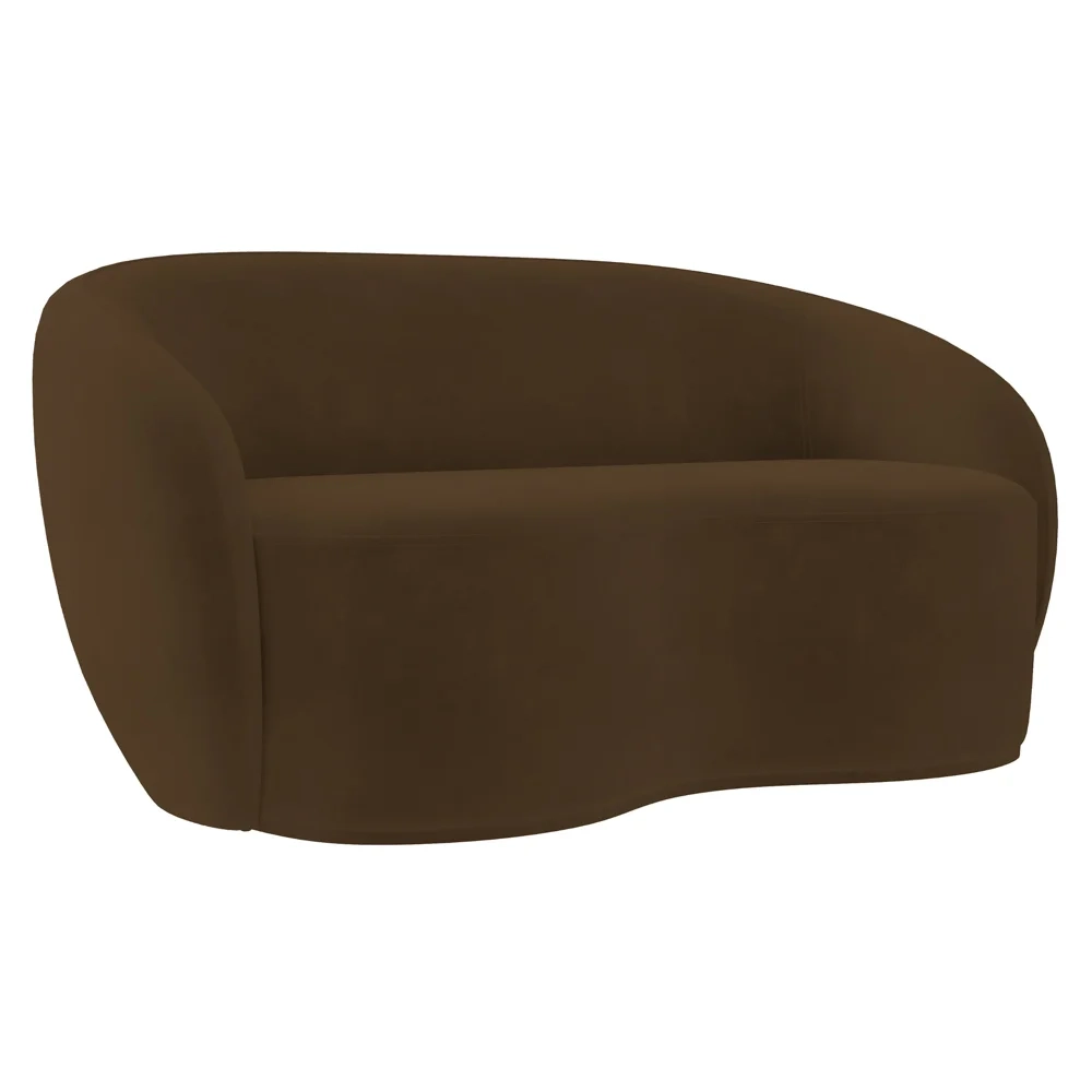 Sofá 3 Lugares Living Orgânico Sala de Estar 180cm Garbin Z08 Veludo Marrom - Mpozenato