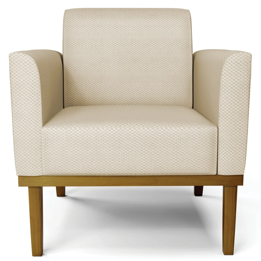 Sofá Namoradeira e 2 Poltronas Base Madeira Castanho Maressa Veludo Luxo Off White - Ibiza