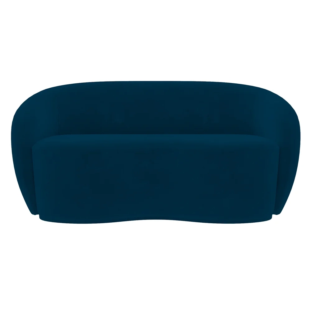 Sofá 3 Lugares Living Orgânico Sala de Estar 180cm Garbin Z08 Veludo Azul Marinho - Mpozenato