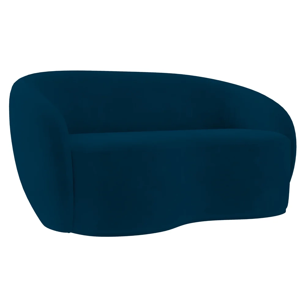 Sofá 3 Lugares Living Orgânico Sala de Estar 180cm Garbin Z08 Veludo Azul Marinho - Mpozenato