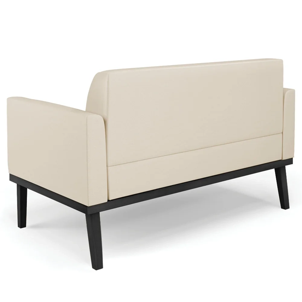 Sofá Namoradeira Base Madeira Preto Maressa Sintético Bege - Ibiza