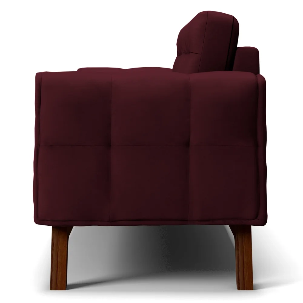 Sofá 300cm 4 Lugares Sandero C-278 Veludo Marsala - Domi