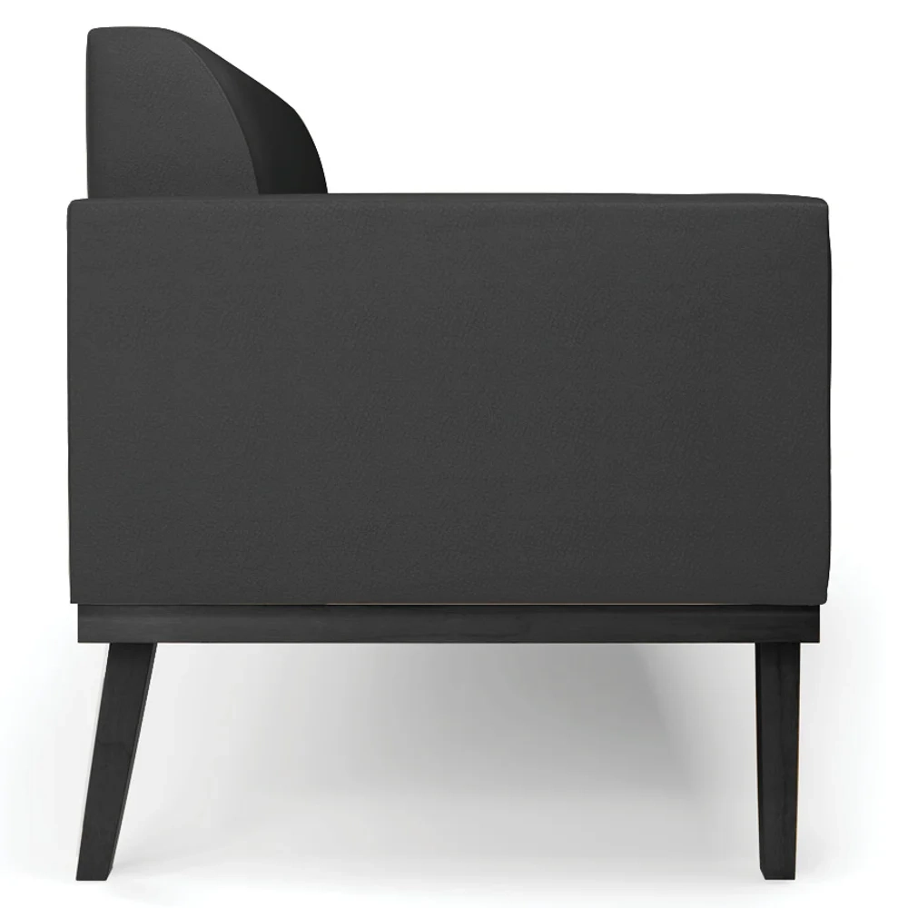 Sofá Namoradeira e 2 Poltronas Base Madeira Preto Maressa Sintético Preto - Ibiza