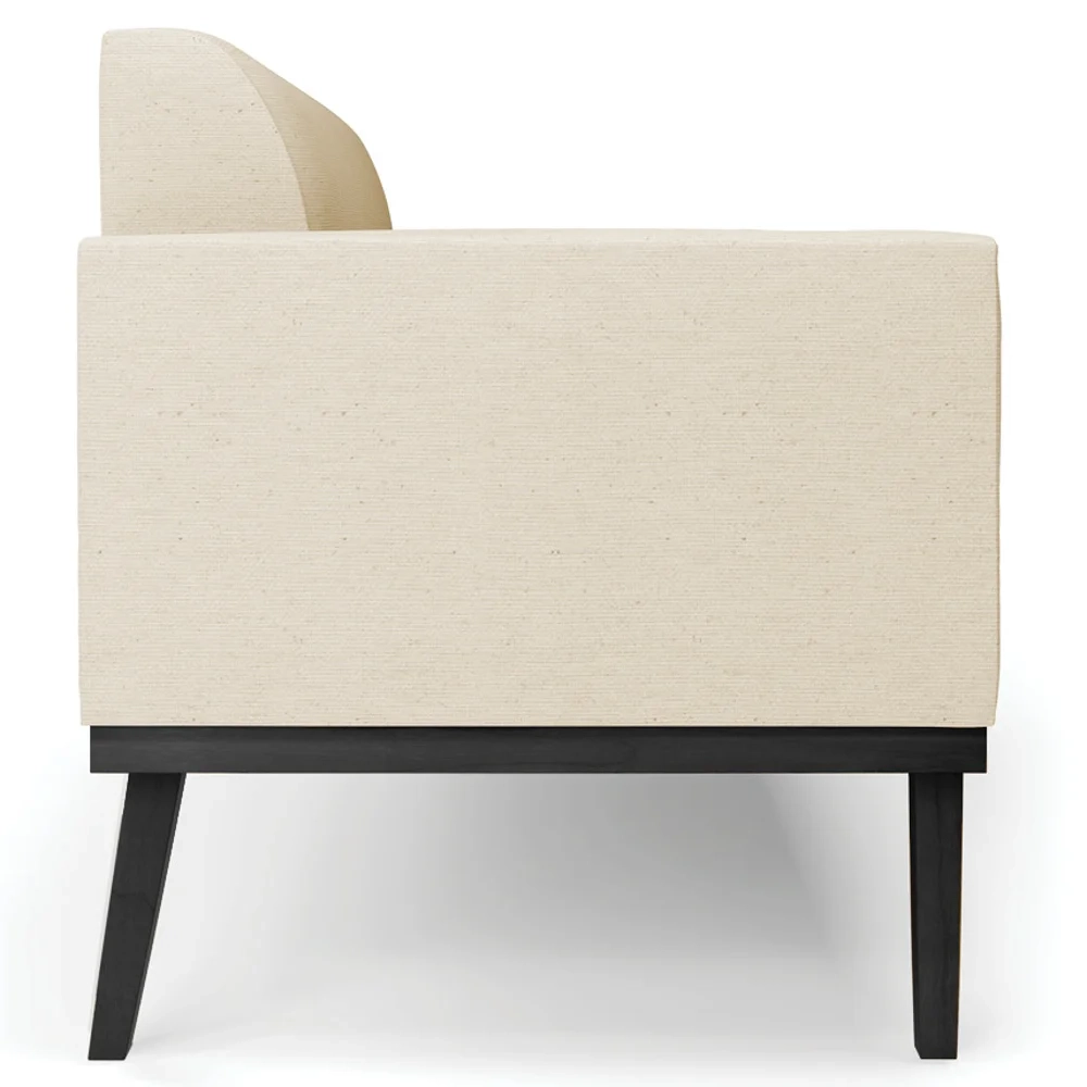 Sofá Namoradeira Base Madeira Preto Maressa Linho Bege - Ibiza
