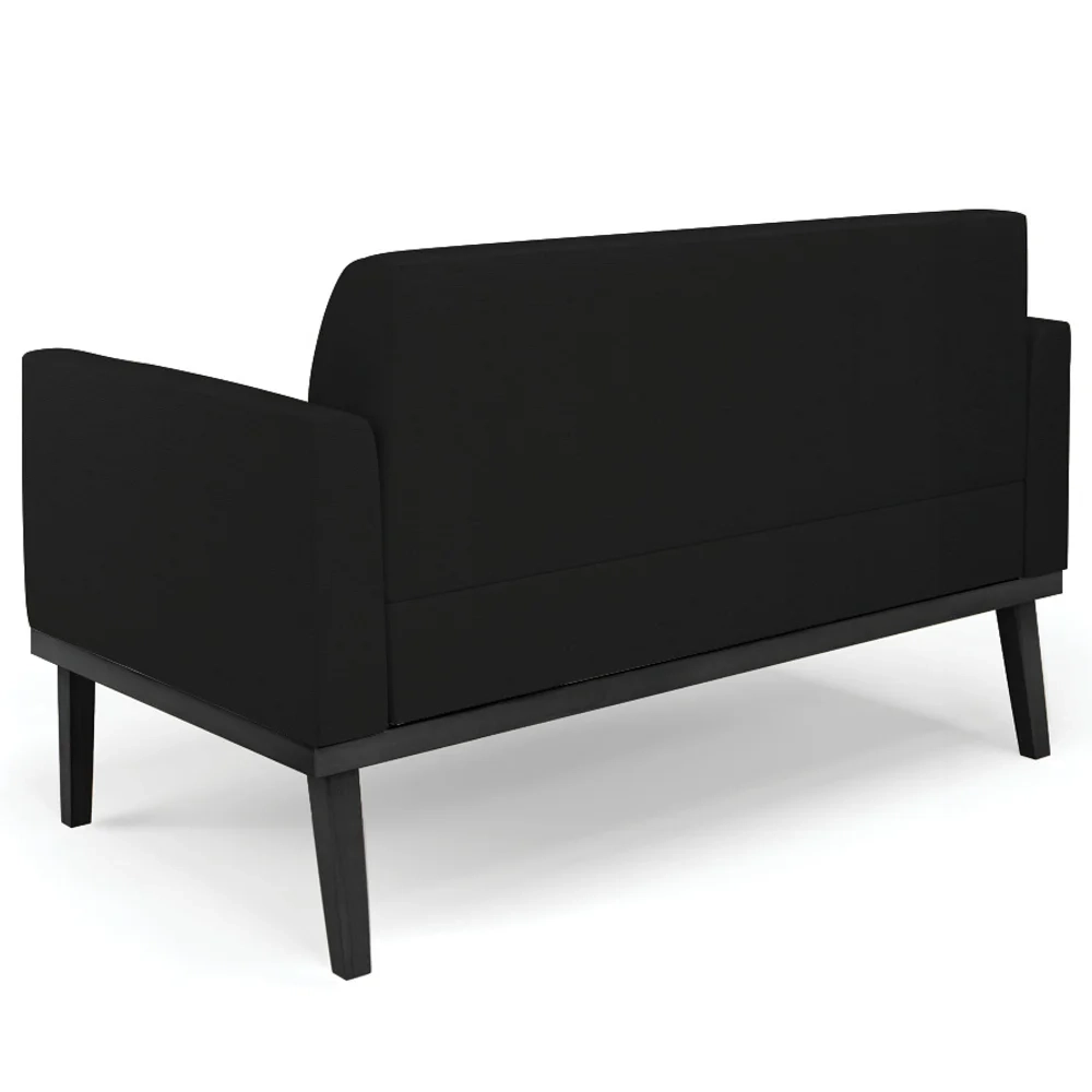 Sofá Namoradeira Base Madeira Preto Maressa Linho Preto - Ibiza