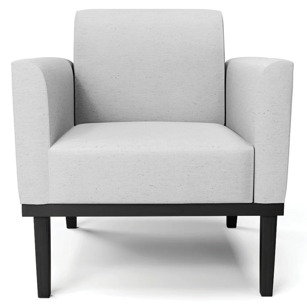 Sofá Namoradeira e 2 Poltronas Base Madeira Preto Maressa Linho Cinza - Ibiza