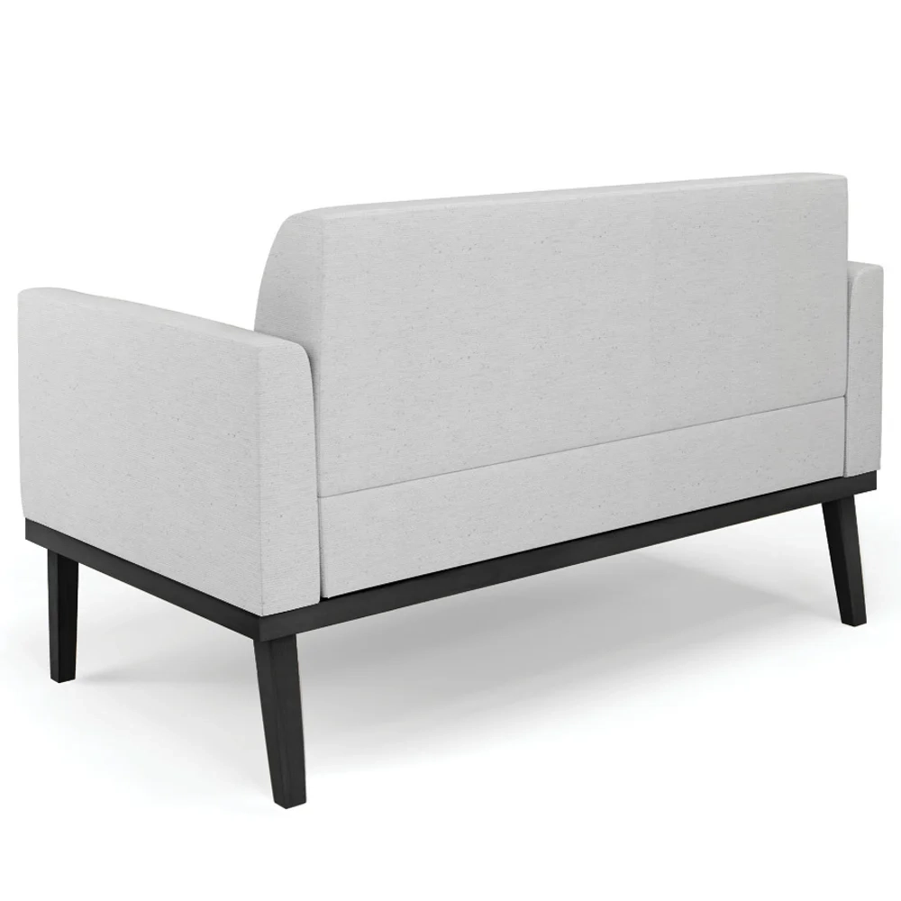 Sofá Namoradeira e 2 Poltronas Base Madeira Preto Maressa Linho Cinza - Ibiza