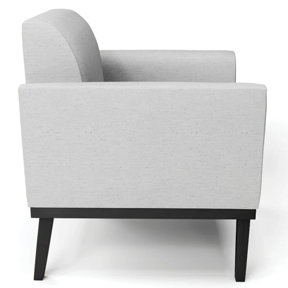 Sofá Namoradeira e 2 Poltronas Base Madeira Preto Maressa Linho Cinza - Ibiza