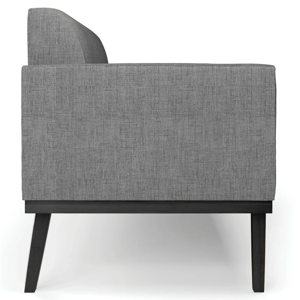 Sofá Namoradeira e 2 Poltronas Base Madeira Preto Maressa Linho Grafite - Ibiza