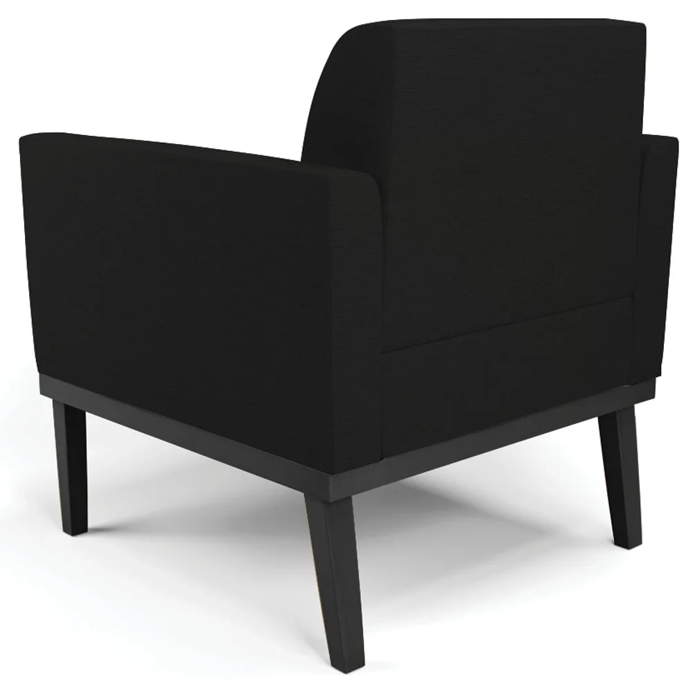 Sofá Namoradeira e 2 Poltronas Base Madeira Preto Maressa Linho Preto - Ibiza