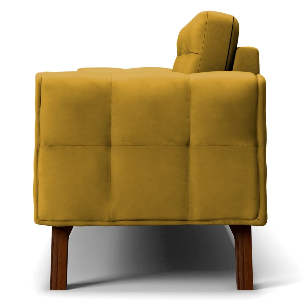 Sofá 300cm 4 Lugares Sandero C-279 Veludo Amarelo - Domi