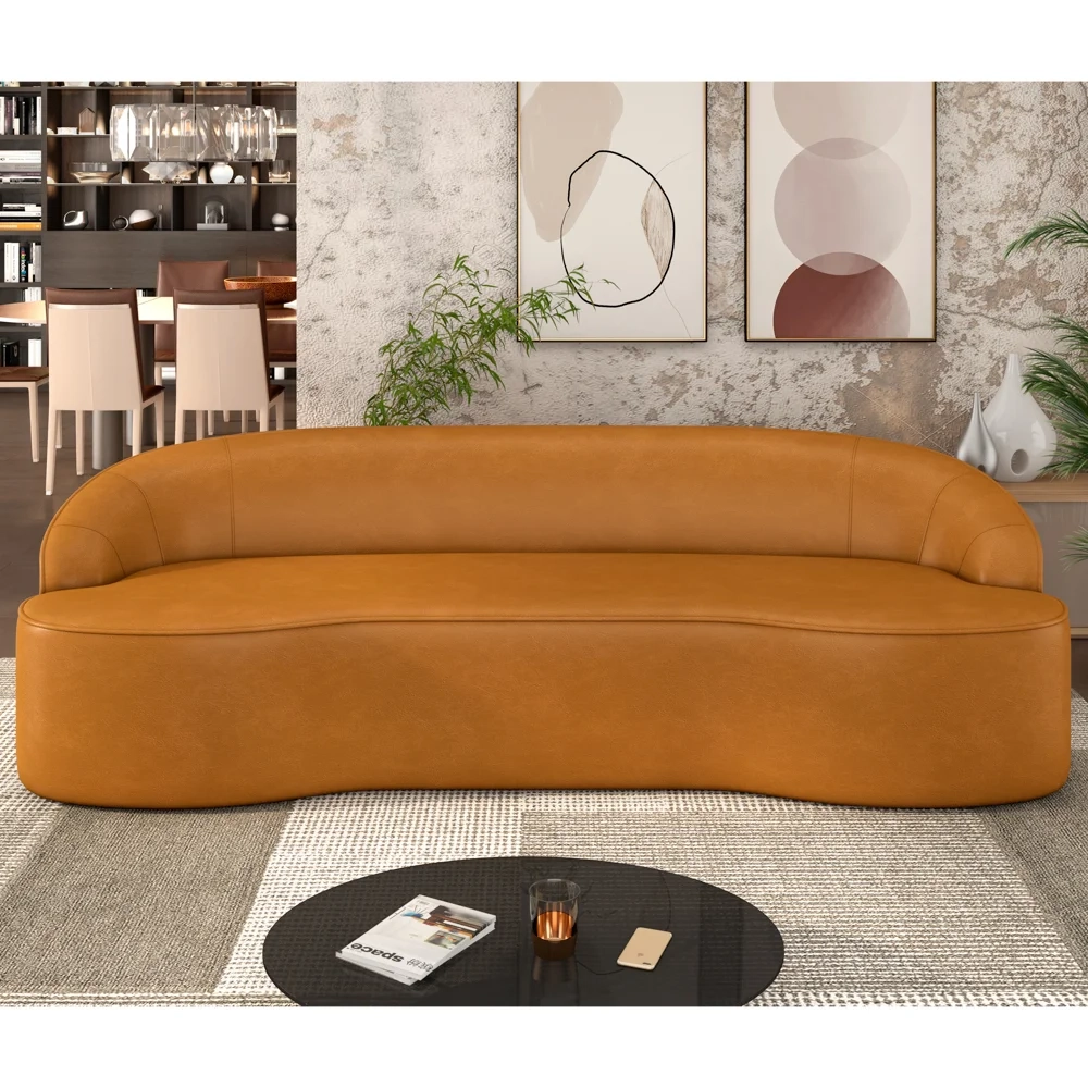 Sofá 4 Lugares para Sala de Estar Living 260cm Theo D06 Sintético Caramelo - Mpozenato 