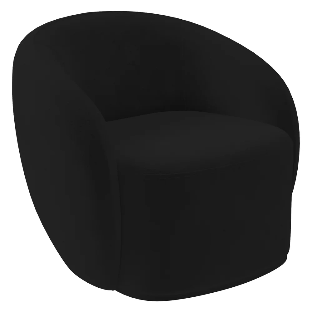 Sofá 2 Lugares Living 160cm e 1 Poltrona Giratória Garbin Z08 Veludo Preto - Mpozenato