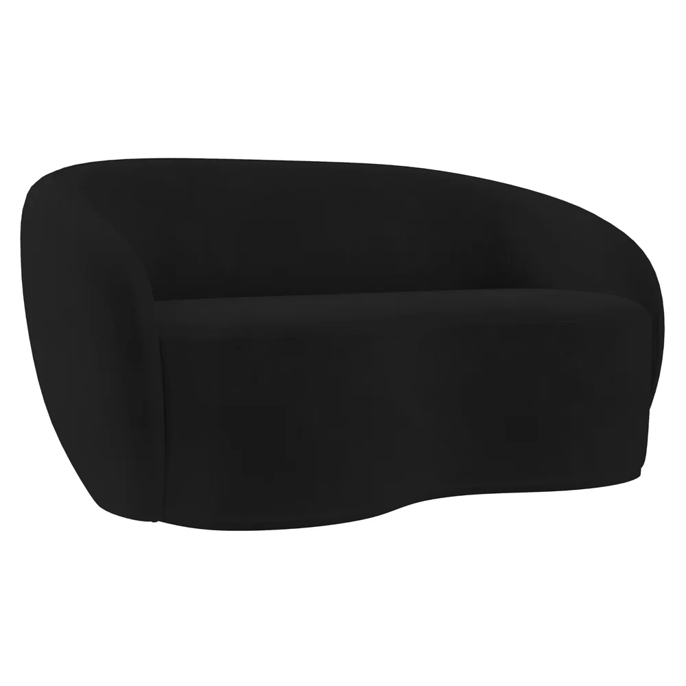 Sofá 2 Lugares Living 160cm e 1 Poltrona Giratória Garbin Z08 Veludo Preto - Mpozenato