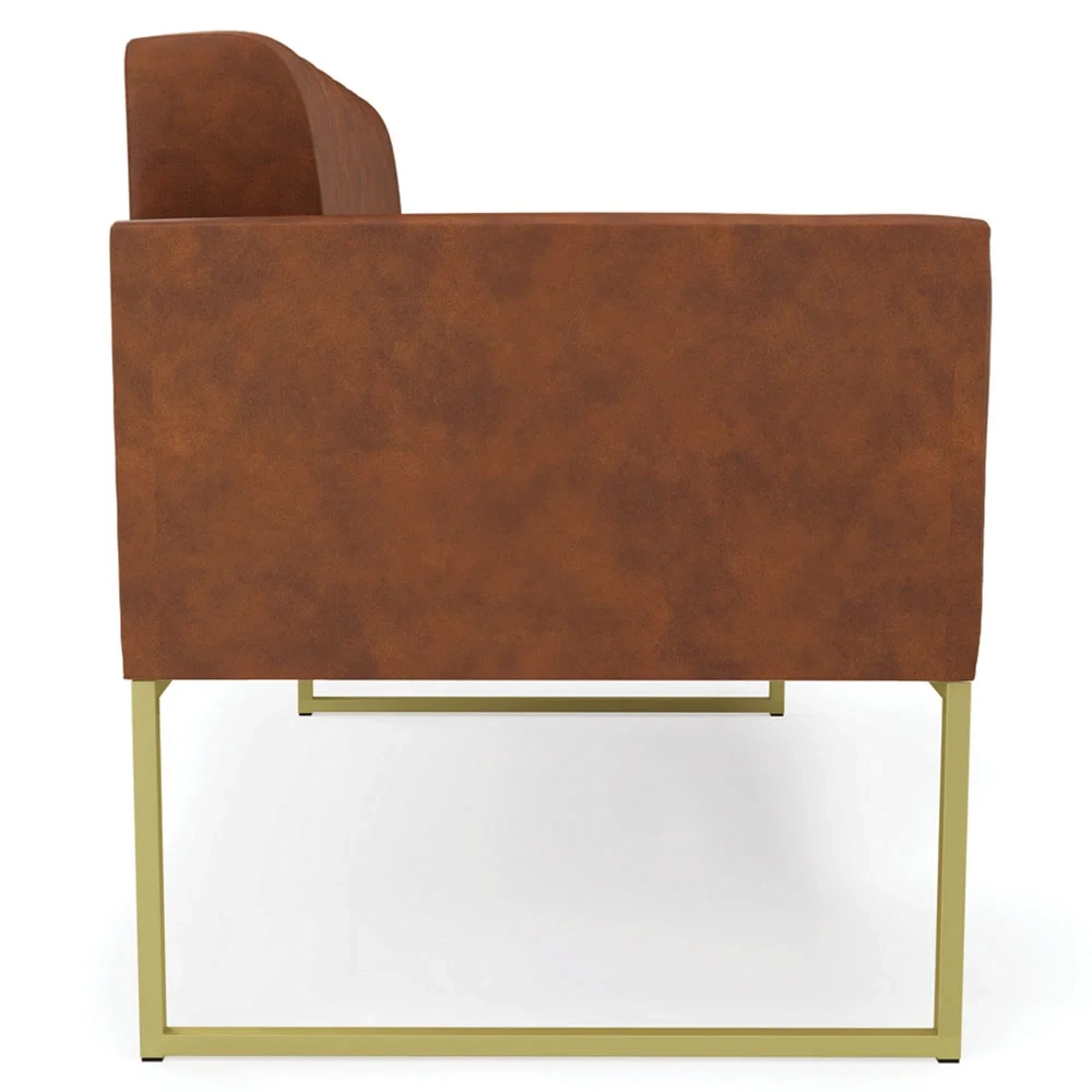 Sofá Namoradeira Base Industrial Dourado Ana Sintético PU Nozes - Ibiza