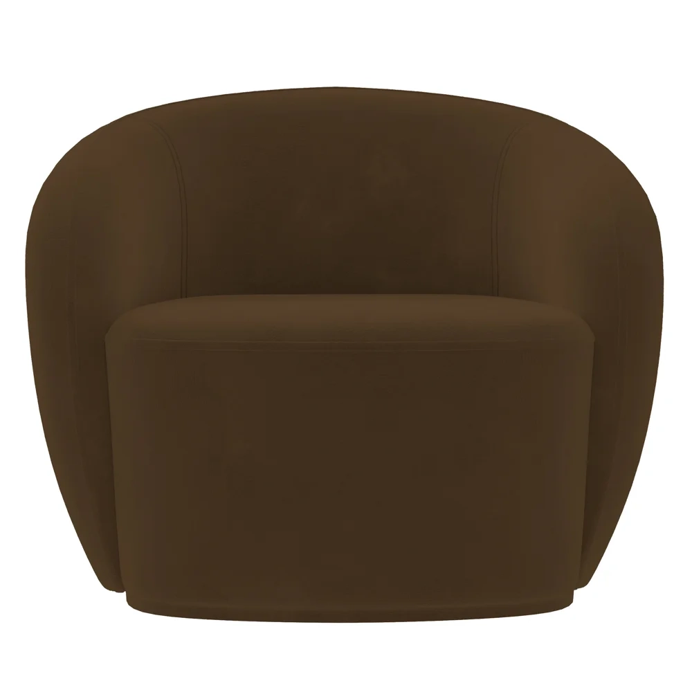 Sofá 2 Lugares Living 160cm e 1 Poltrona Giratória Garbin Z08 Veludo Marrom - Mpozenato