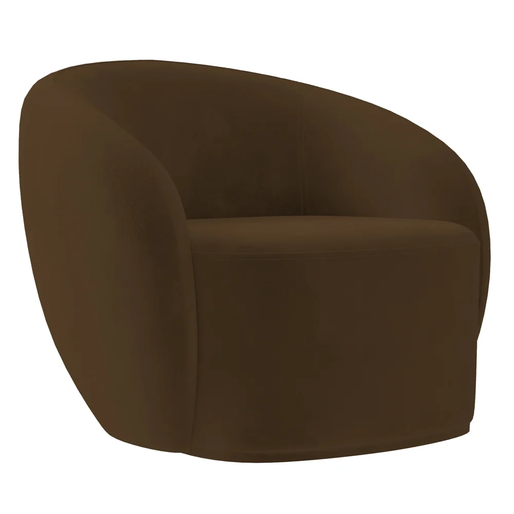 Sofá 2 Lugares Living 160cm e 1 Poltrona Giratória Garbin Z08 Veludo Marrom - Mpozenato