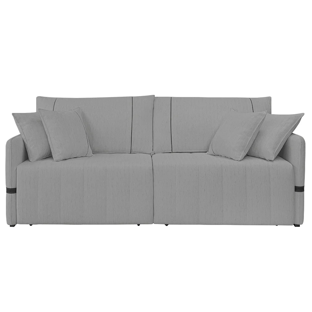Sofá Cama Retrátil 200cm Essence D05 Linho Grafite/Preto - Mpozenato