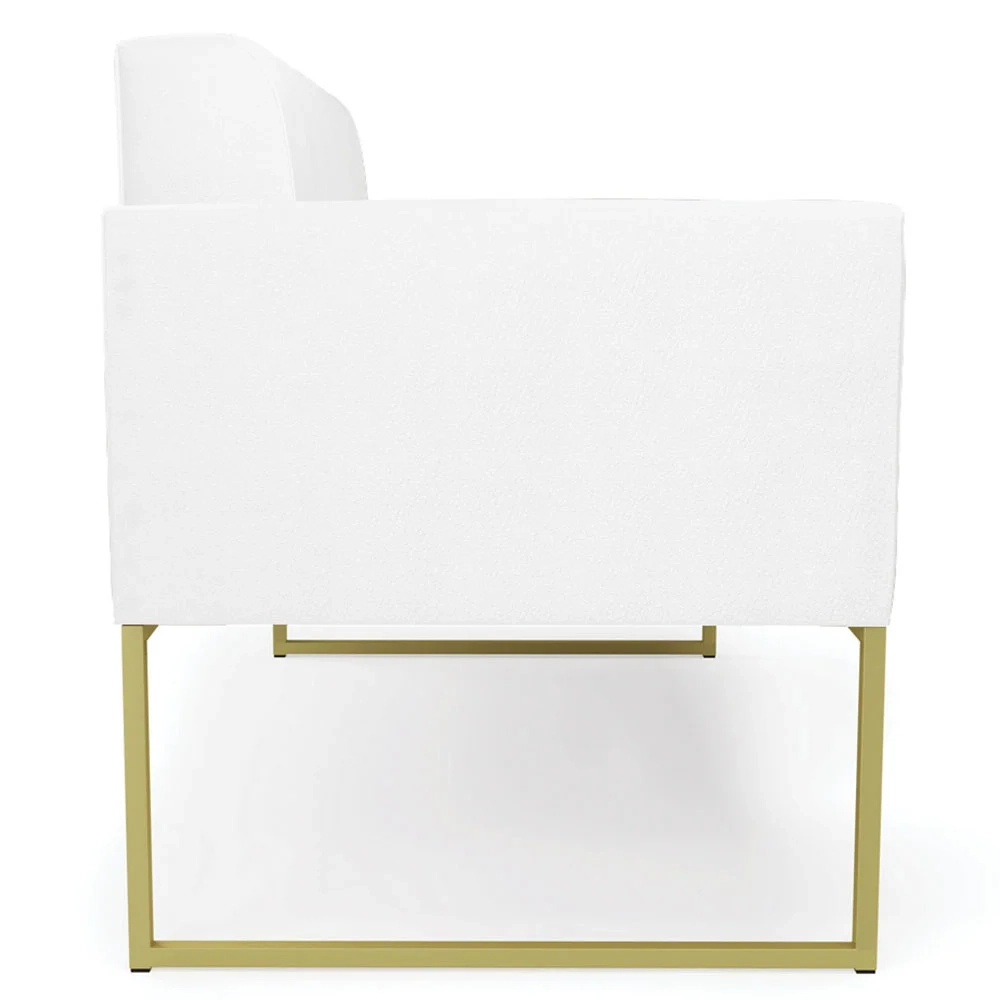 Sofá Namoradeira Base Industrial Dourado Ana Sintético Branco - Ibiza