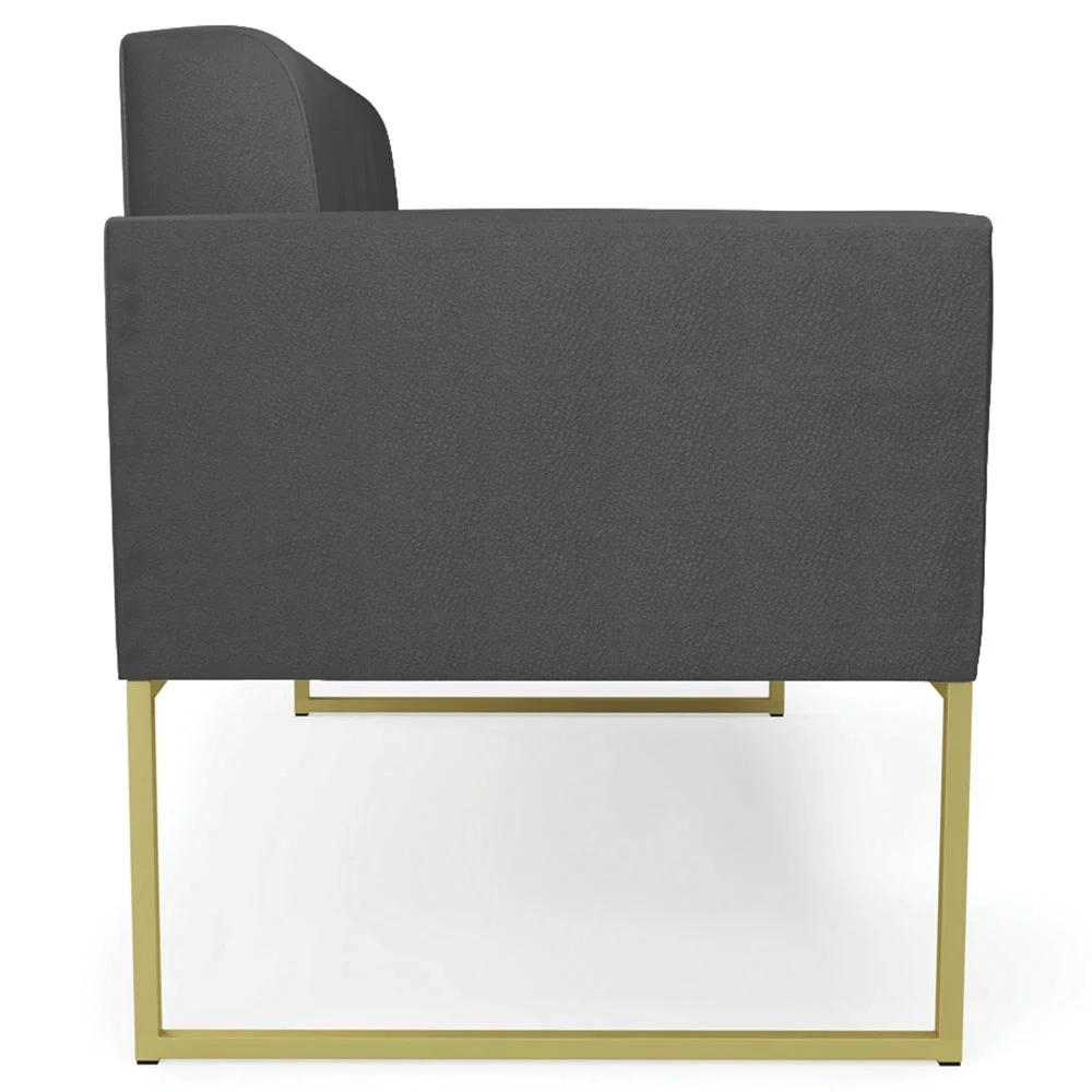 Sofá Namoradeira Base Industrial Dourado Ana Sintético Preto - Ibiza