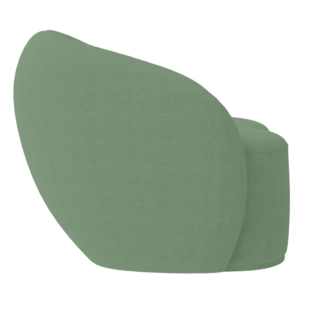 Sofá 3 Lugares Living 180cm e 1 Poltrona Giratória Garbin Z08 Boucle Verde - Mpozenato