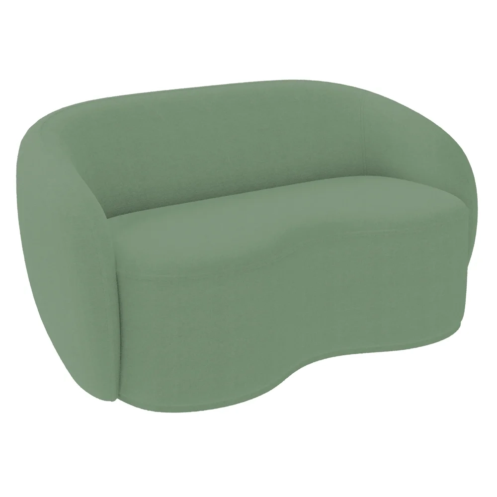 Sofá 3 Lugares Living 180cm e 1 Poltrona Giratória Garbin Z08 Boucle Verde - Mpozenato