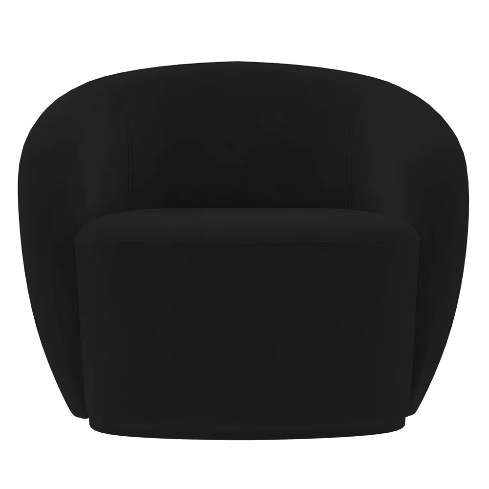 Sofá 3 Lugares Living 180cm e 1 Poltrona Giratória Garbin Z08 Veludo Preto - Mpozenato