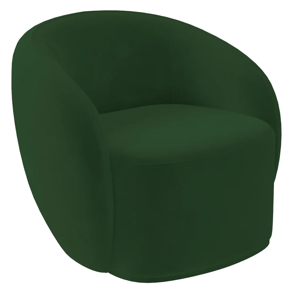 Sofá 3 Lugares Living 180cm e 1 Poltrona Giratória Garbin Z08 Veludo Verde - Mpozenato